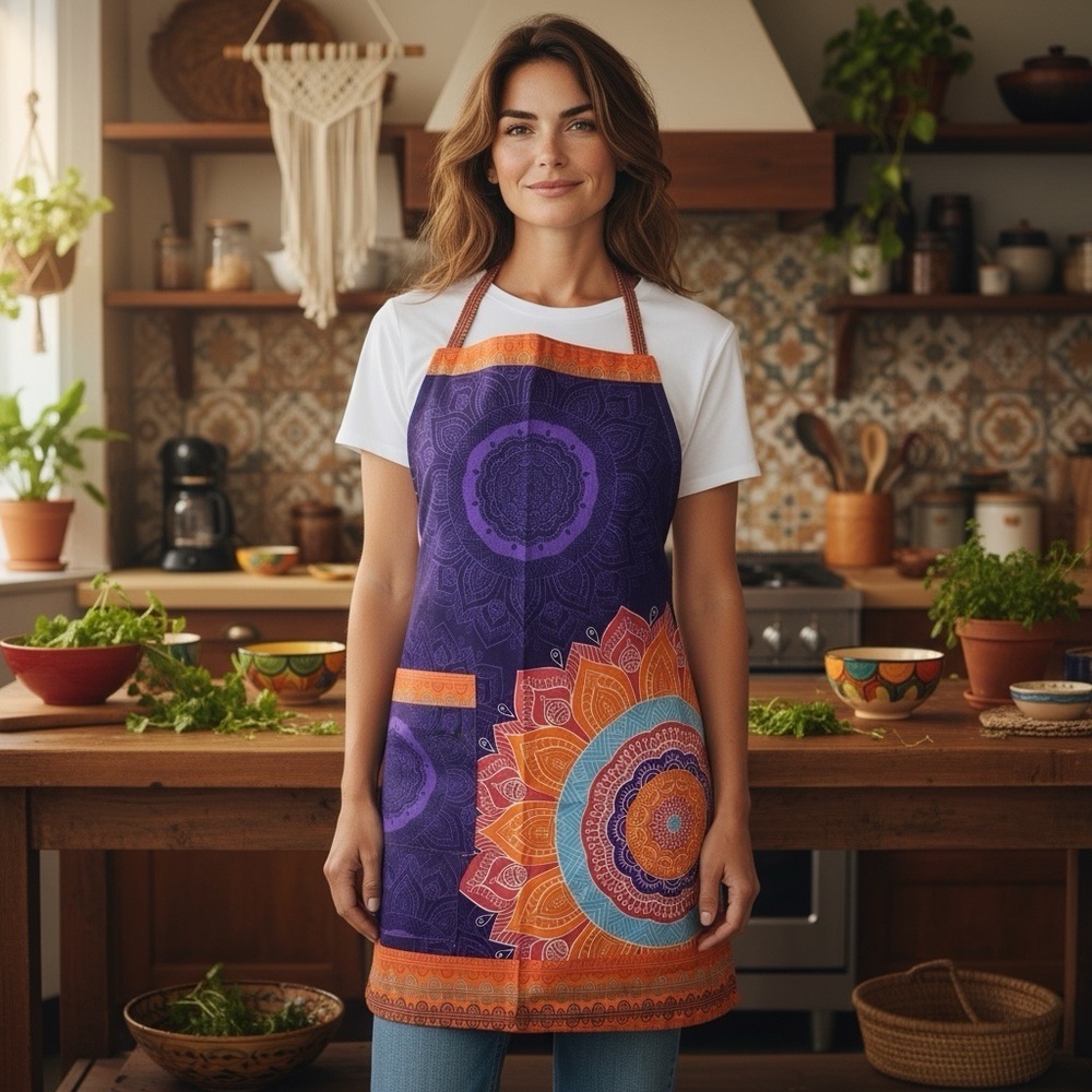 Kitchen APRON cotton Boho Bollywood unique - Sz XS/S - see measurements